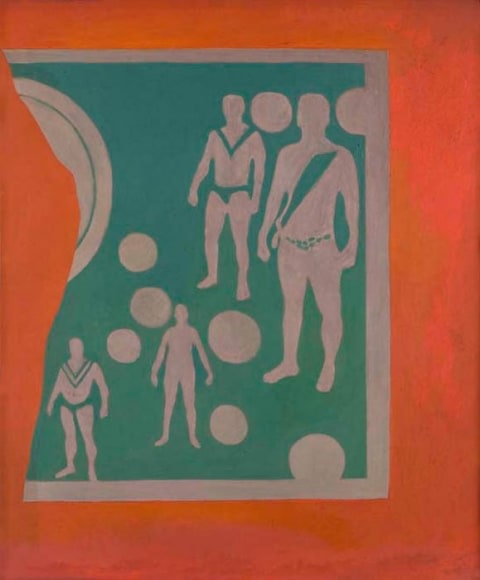 Ijaz ul Hassan PAPER TIGERS 1972 Oil on board 28 x 23 in.