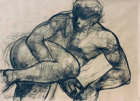 Sajal Sarkar RESTING 2003 Charcoal on paper 26 x 30 in.