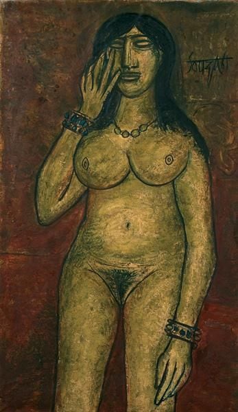 F. N. Souza NUDE 1961 Oil on board 51.5 x 30 in.