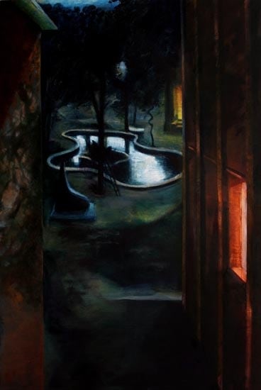Indrapramit Roy THE POND (MIDNIGHT IN THE GARDEN OF GOOD AND EVIL) 2006 Oil on canvas 72 x 48 in. SOLD