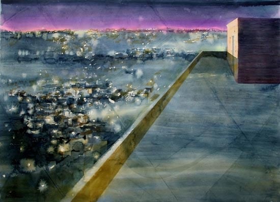 Indrapramit Roy THE TERRACE 2006 Watercolor on paper 40 x 55 in. SOLD