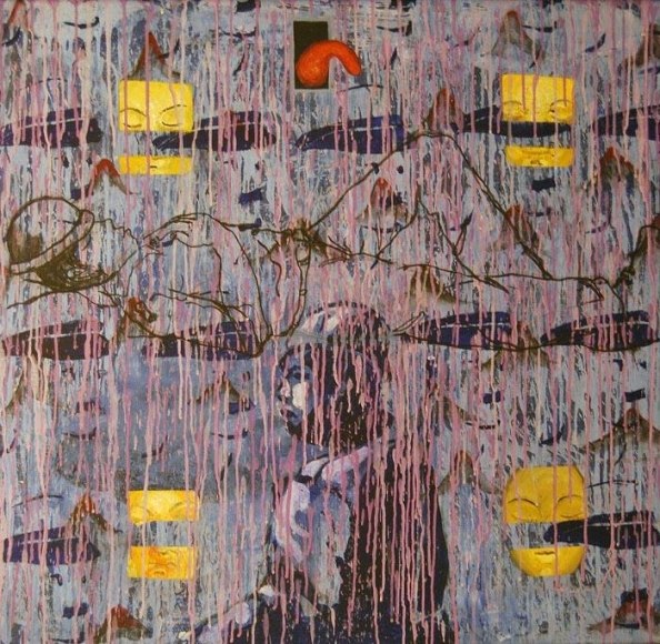 G.R. Iranna UNTITLED (BLUE WITH RECLINING FIGURE) 1999 Oil on canvas 36 1/2 x 37 in.