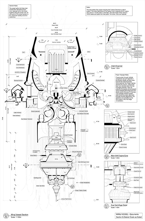 Saks Afridi, Vessel Architectural Drawing 1, 2019, C-print on archival paper, 36 x 24 in