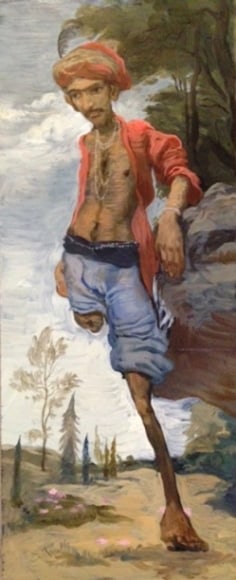 Salman Toor Crippled Ancestor 2015 Oil on canvas 26 x 10.5 in.