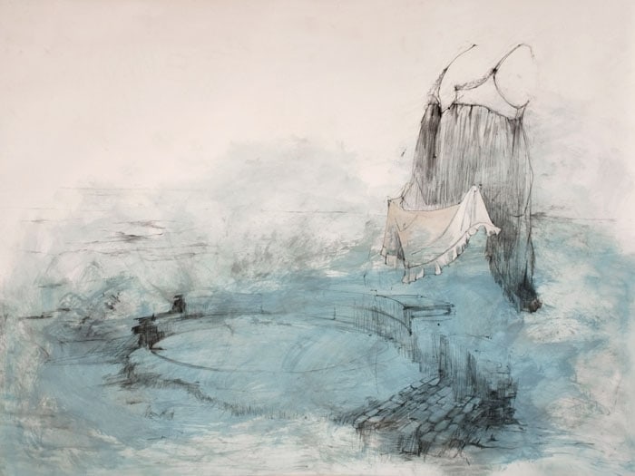 Naiza Khan RESTORE THE BOUNDARIES I 2007 Charcoal, conte and acrylic on fabriano 59 x 79 in. SOLD