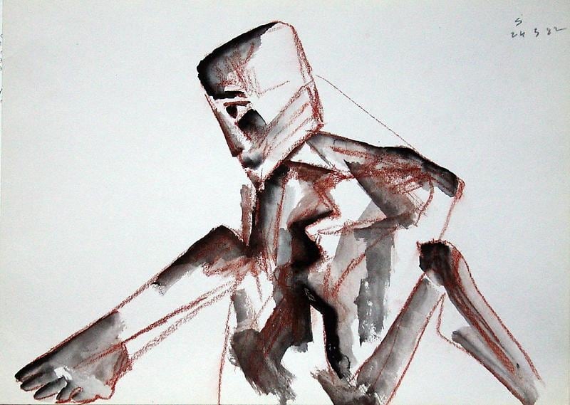 Somnath Hore RUST SERIES 18 1982 Watercolor and crayon on paper 10 1/8 x 14 1/4 in.