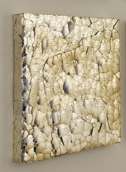 Anjali Srinivasan MIRROR PAINTING #4 2010 Convexed mirrored glass and silicon on canvas 30 x 30 x 1.5 in.