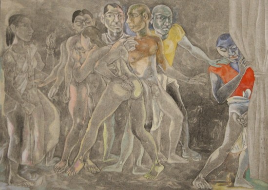 Laxma Goud Untitled (Orgy) 1991 Pencil and gouache on paper 11 x 15 in.