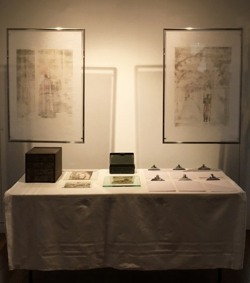 Liz Ferrnando Passage of Time 2016 Mixed media installation with photoprints on Japanese paper on glass Dimensions variable.