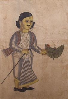 Kalighat Pat, Untitled #44, Watercolor on paper, 20 x 14 in