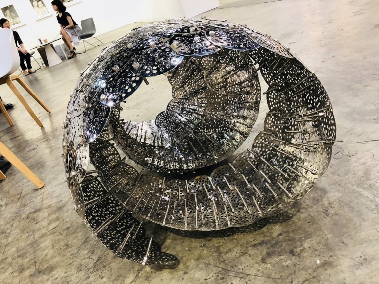 Adeela Suleman Peeled, 2018 Stainless steel drain covers and bolts 86 x 32 x 36 in