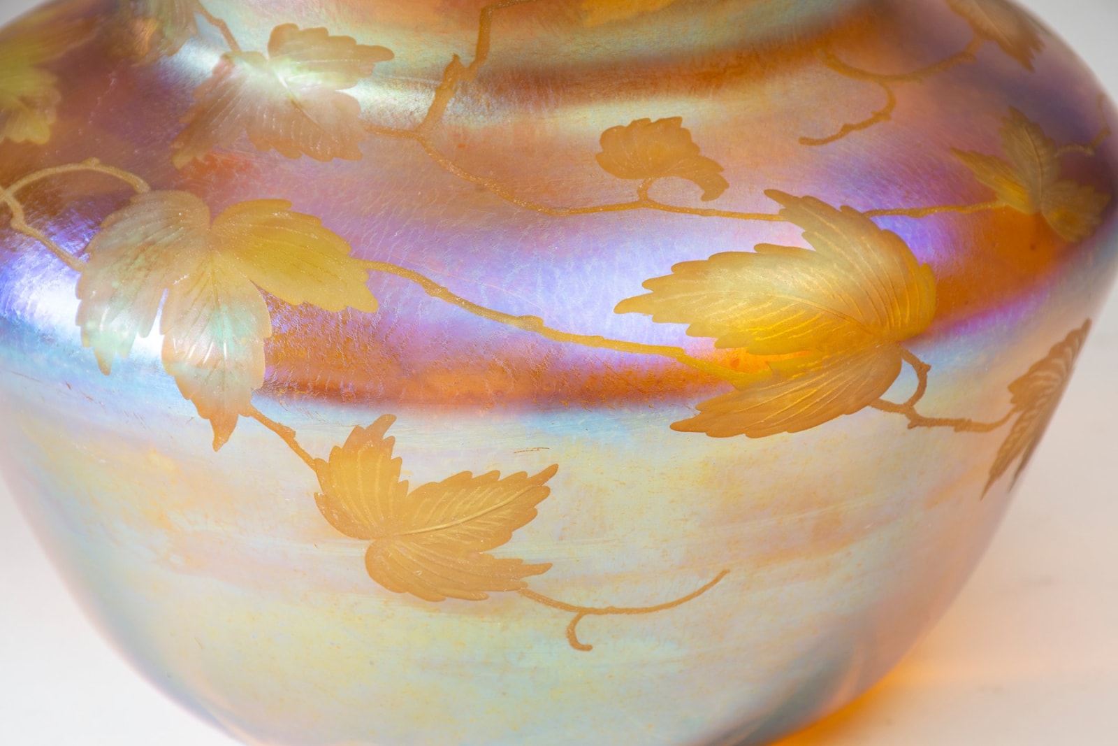 Gold Iridescent Vase with Intaglio Decoration