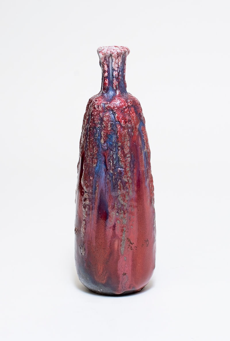 a french art nouveau vase with dripping irregular oxblood sang de boeuf glaze by mougin freres