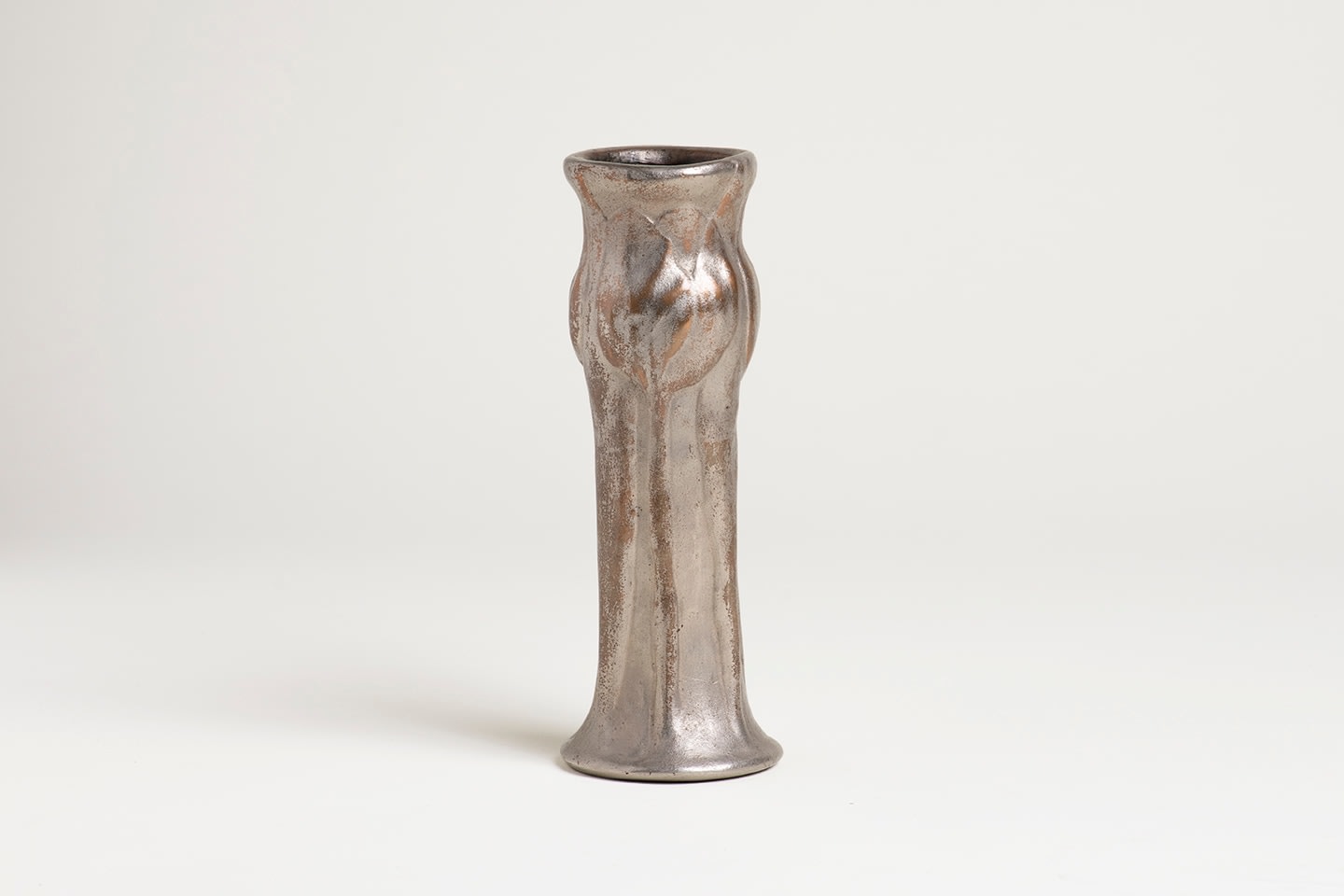 Rare Silvered Bronze Pottery &quot;Tulip&quot; Vase