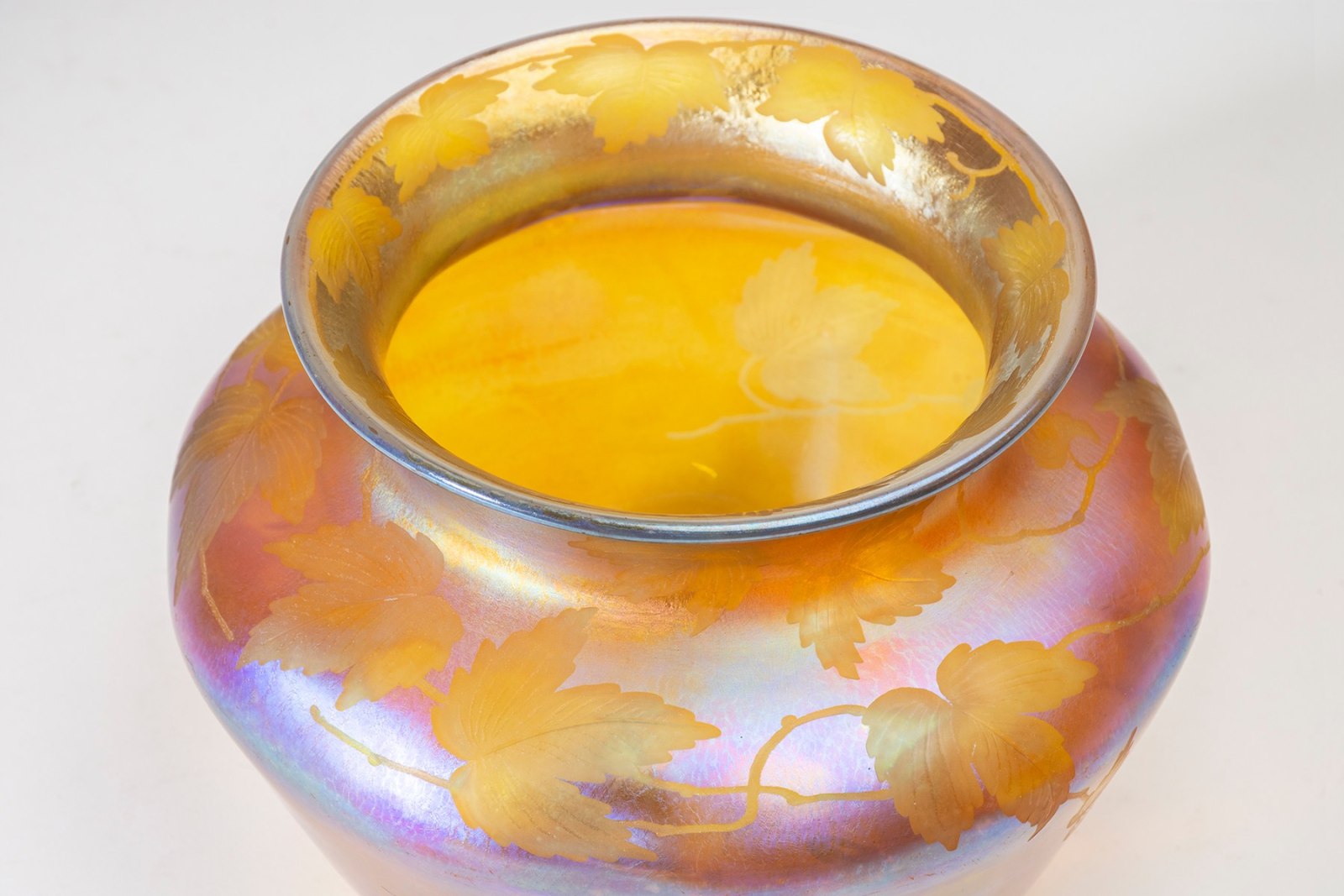 Gold Iridescent Vase with Intaglio Decoration