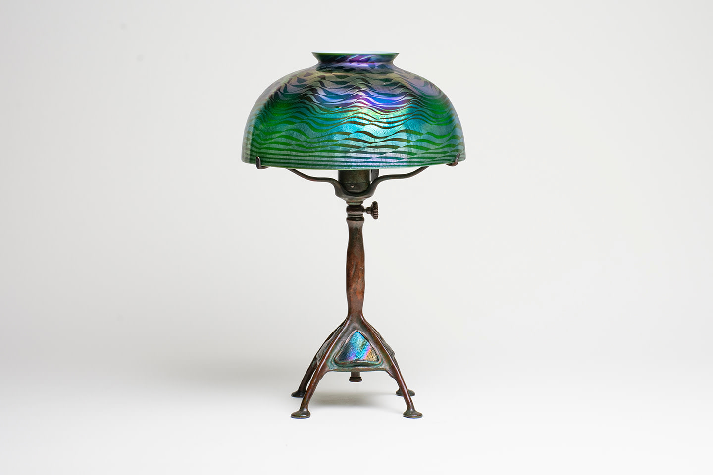 Favrile Glass Shade with Turtle Back Tile Base