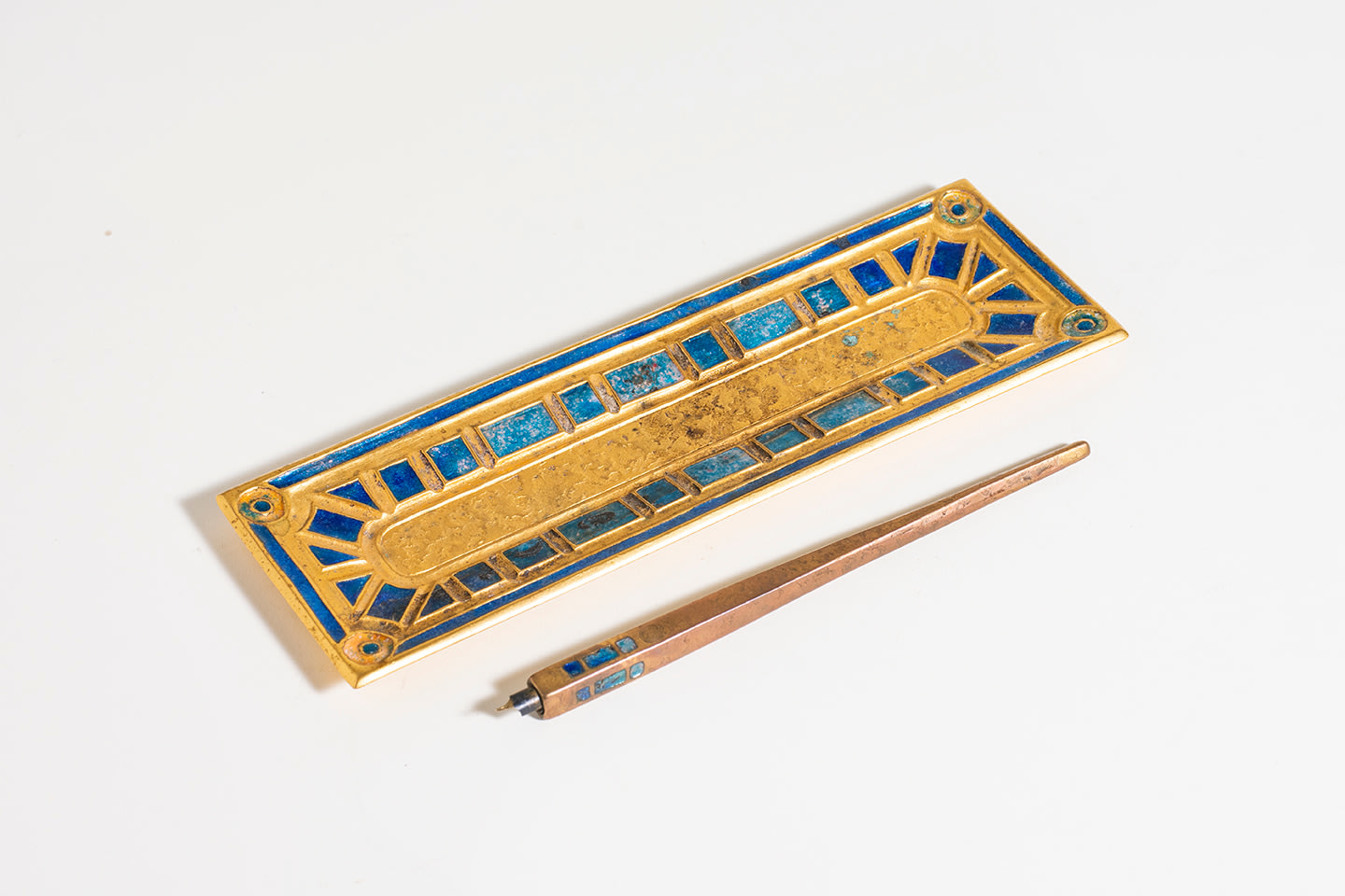 Blue &quot;Art Deco&quot; Pen and Pen Tray