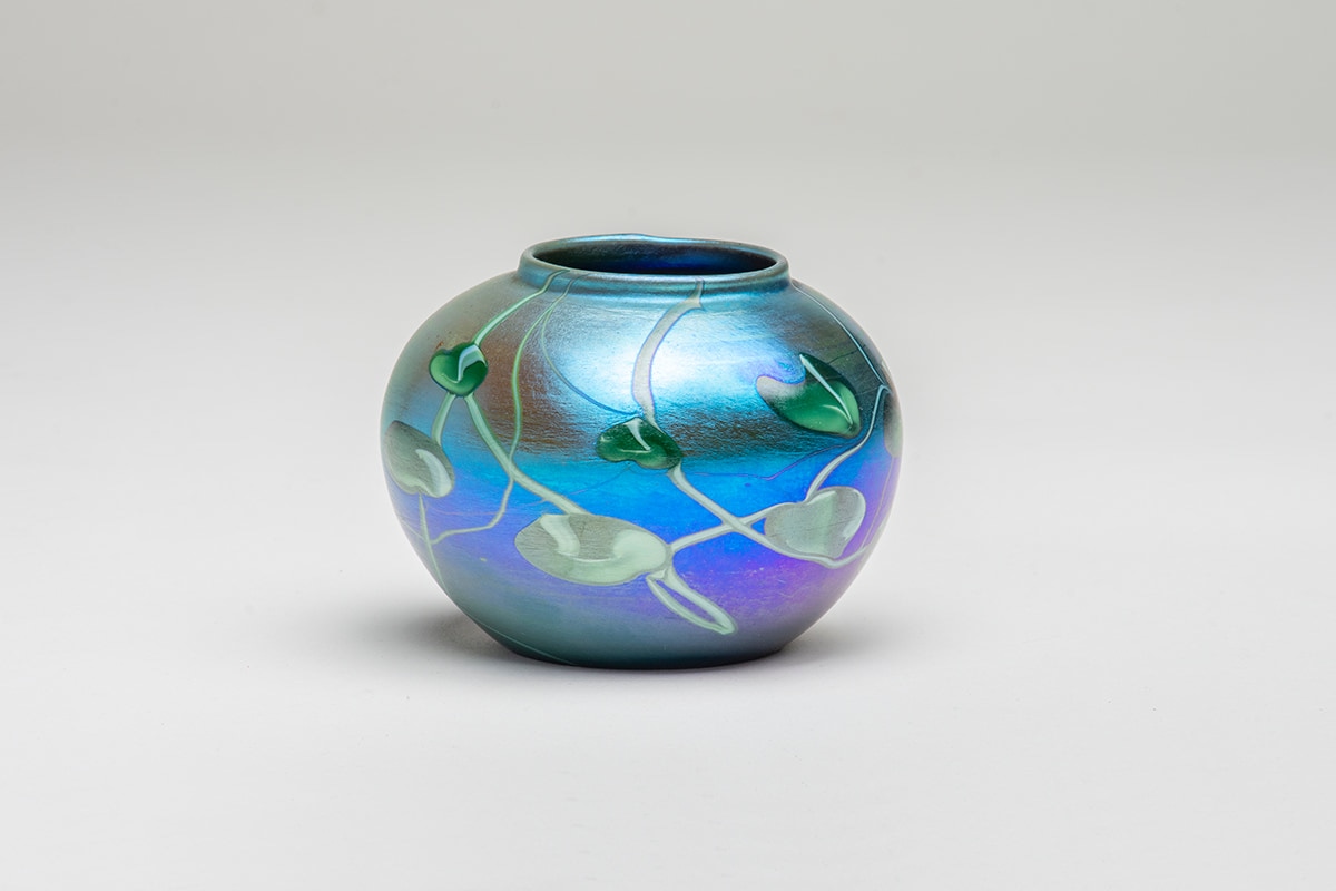 Decorated Favrile Glass Cabinet Vase