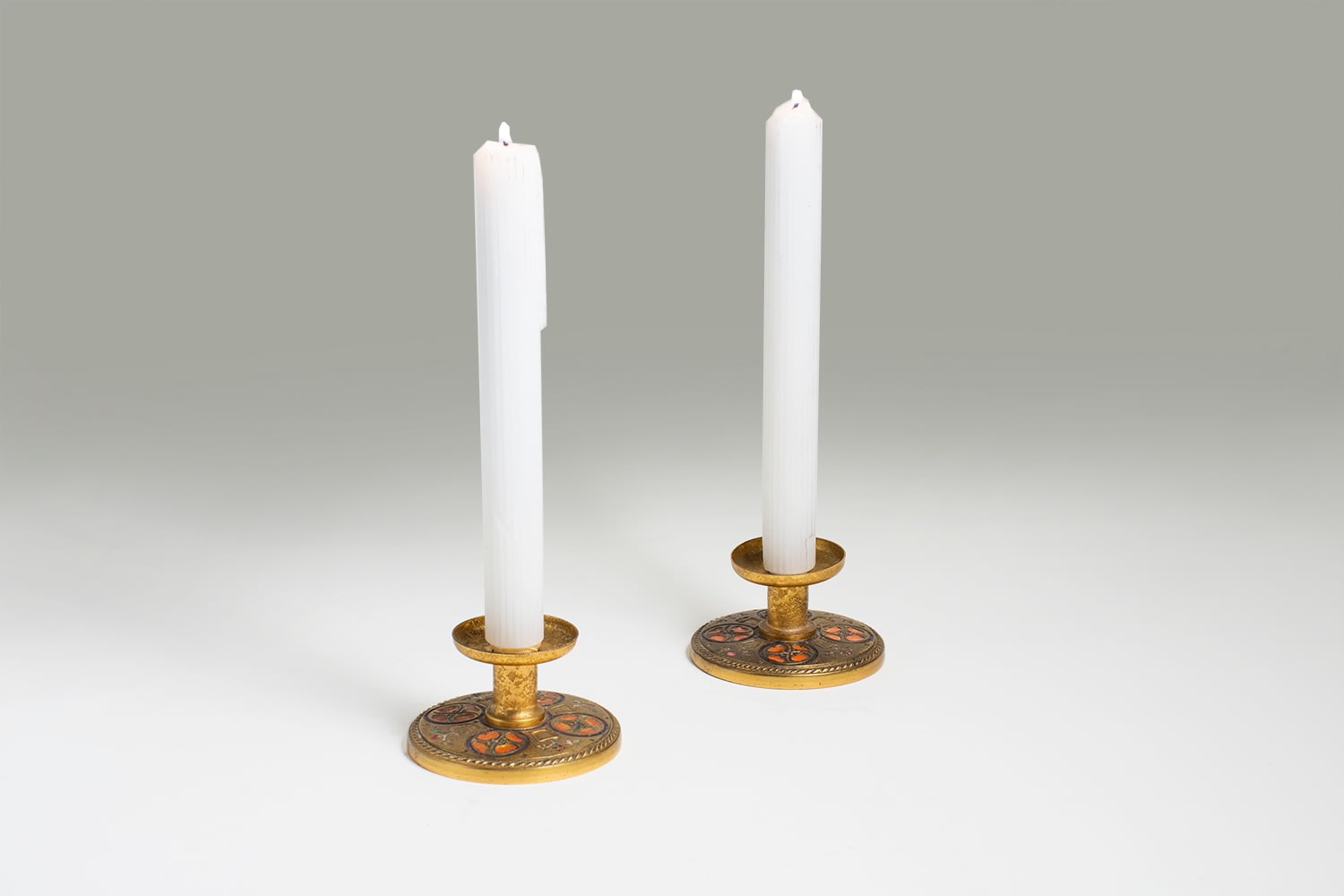 Candlesticks with Enamel Decoration