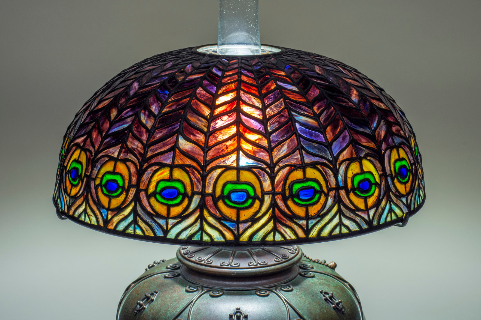 Rare Early Peacock Table Lamp
