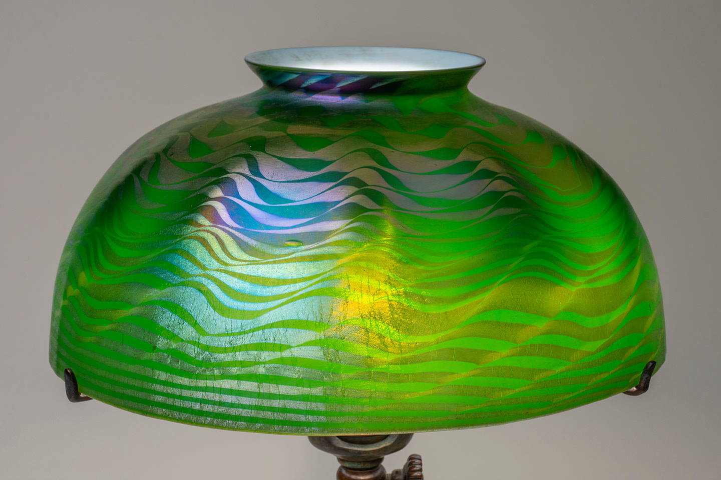 Favrile Glass Shade with Turtle Back Tile Base