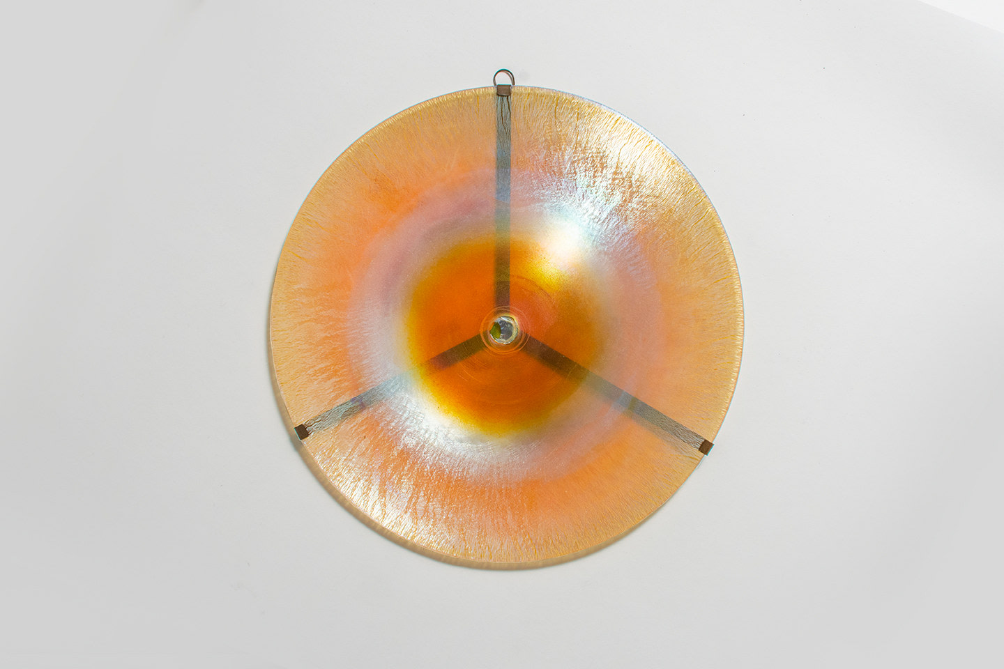 Gold Iridescent Favrile Glass Roundel with Wall Mount
