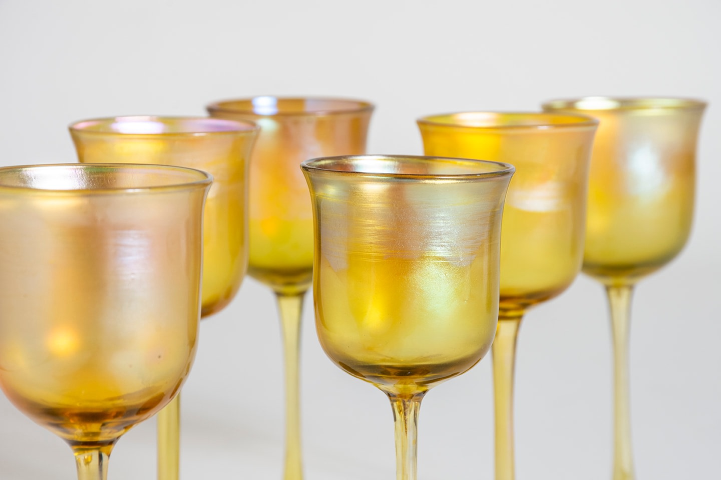 Gold Favrile Glass Liqueur Glasses
