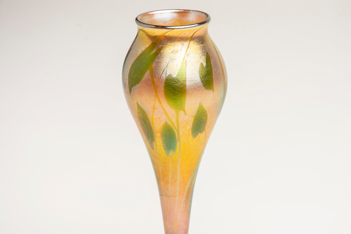 Miniature Decorated Gold Iridescent Flower Form Vase