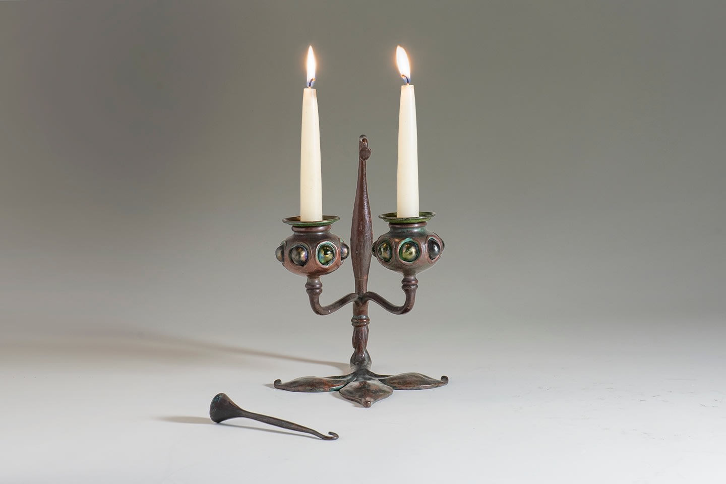 Double Candlestick with Turtle Back Jewels