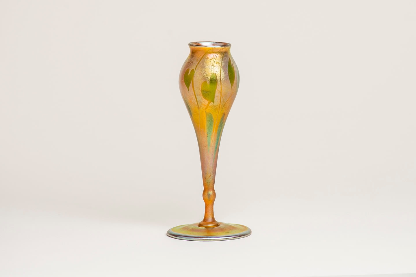 Miniature Decorated Gold Iridescent Flower Form Vase