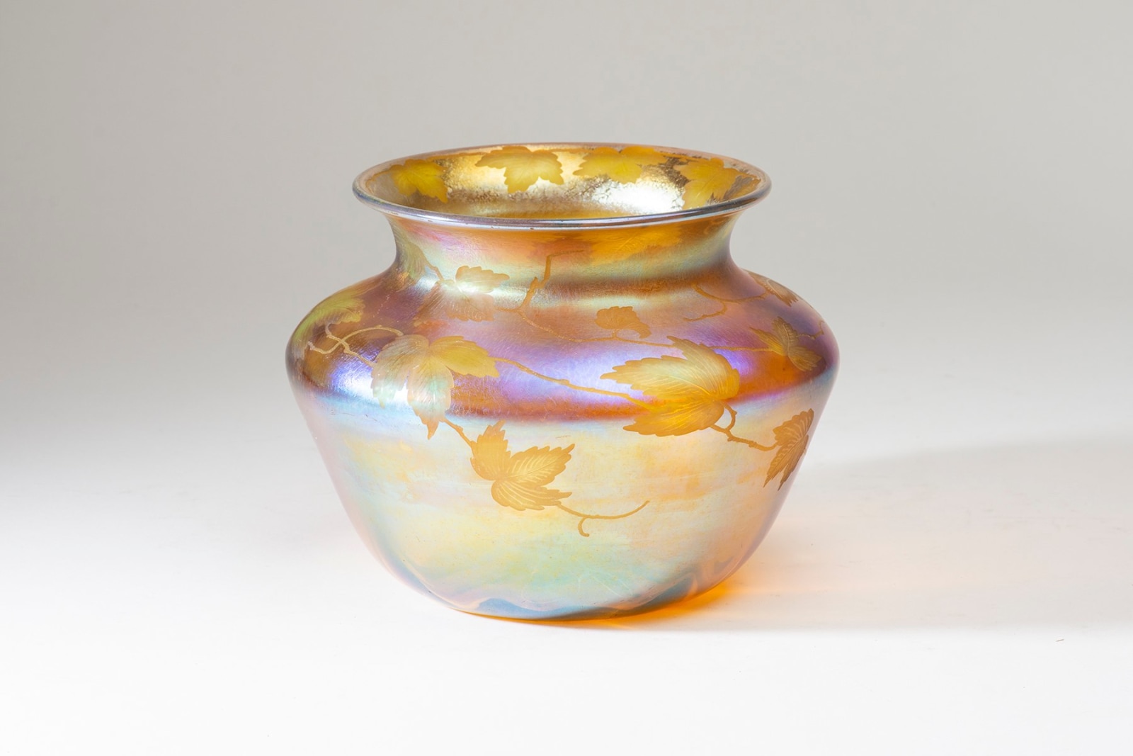 Gold Iridescent Vase with Intaglio Decoration