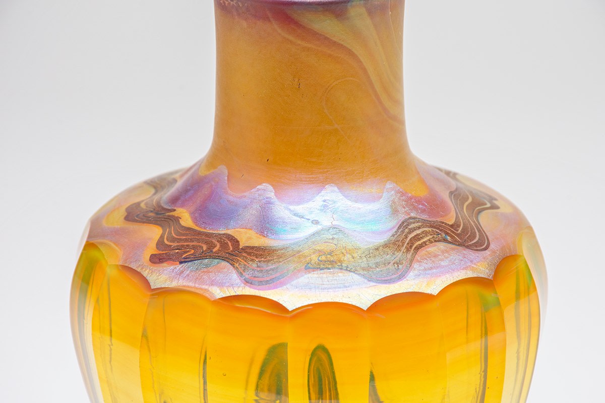 Early Faceted and Decorated Favrile Glass Vase