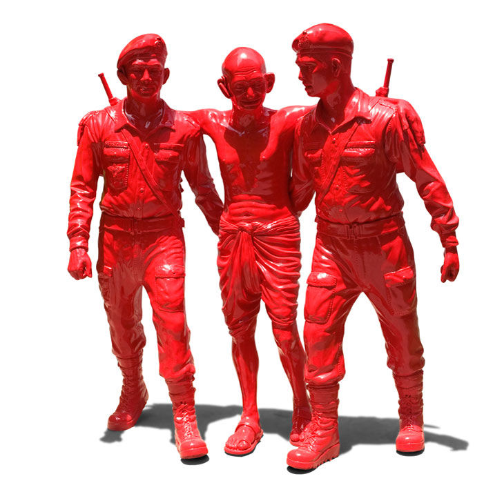 Debanjan Roy India Shining VII (Gandhi Supported by Two), 2009 Fiberglass and acrylic paint 66h x 56w x 24d in