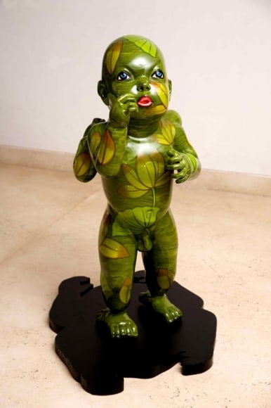 TOUCH OF YOUR HAND AND I AM READY 2008 Fiberglass, wood and acrylic 38.5 x 22 x 27.5 in.