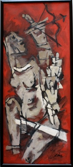 M.F Husain Draupadi 1971 Oil on canvas 55 x 23 in.