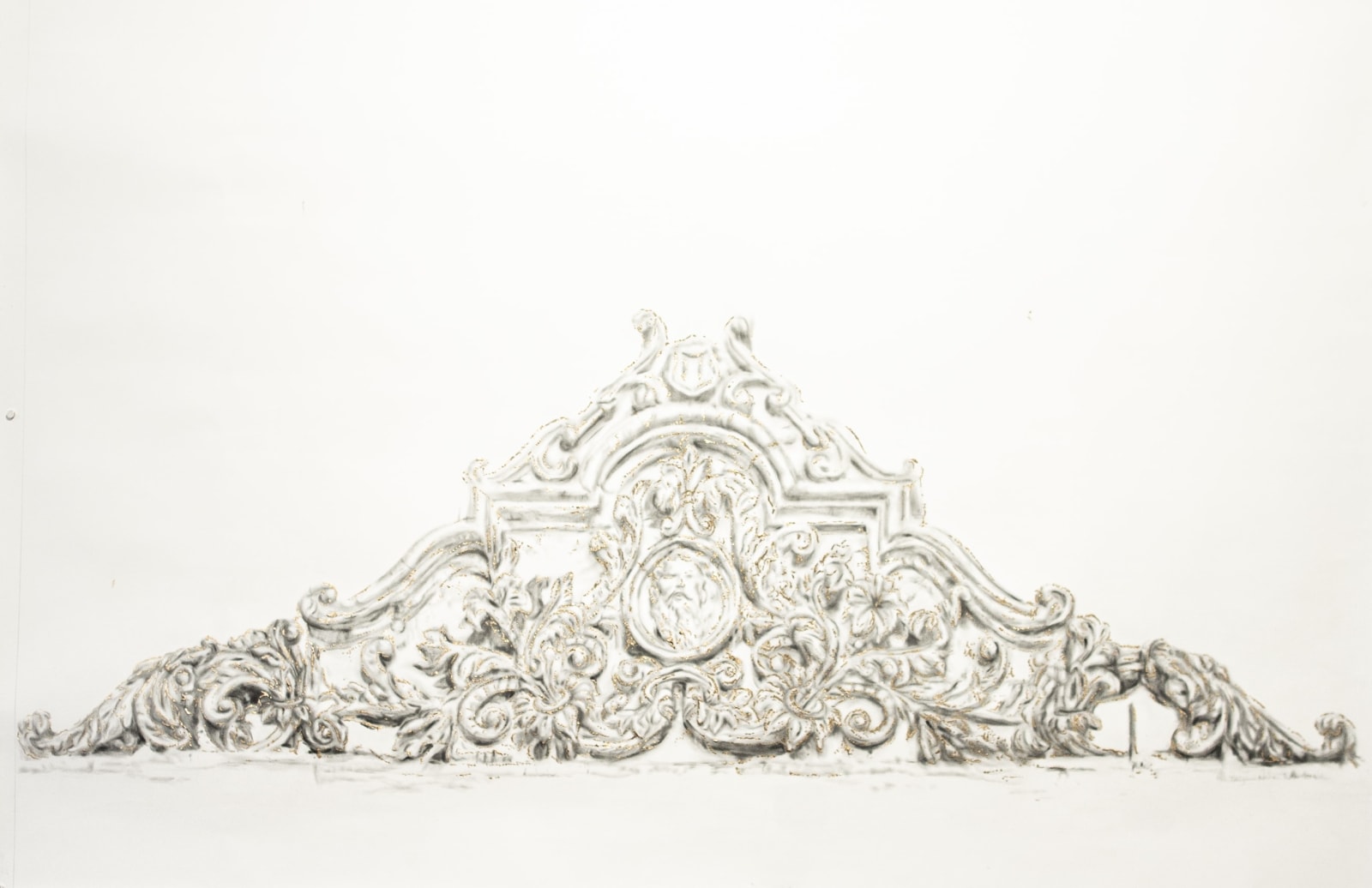Corinthian Dhaka, 2025, Gold leaf, graphite on paper