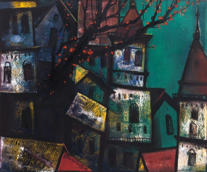 Paresh Maity Dancing in Red 2015 Oil on canvas 36 x 47 in.