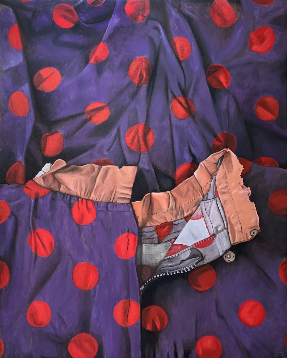 Marina Cruz, Coral-colored Collar with Creases and Cut, 2021