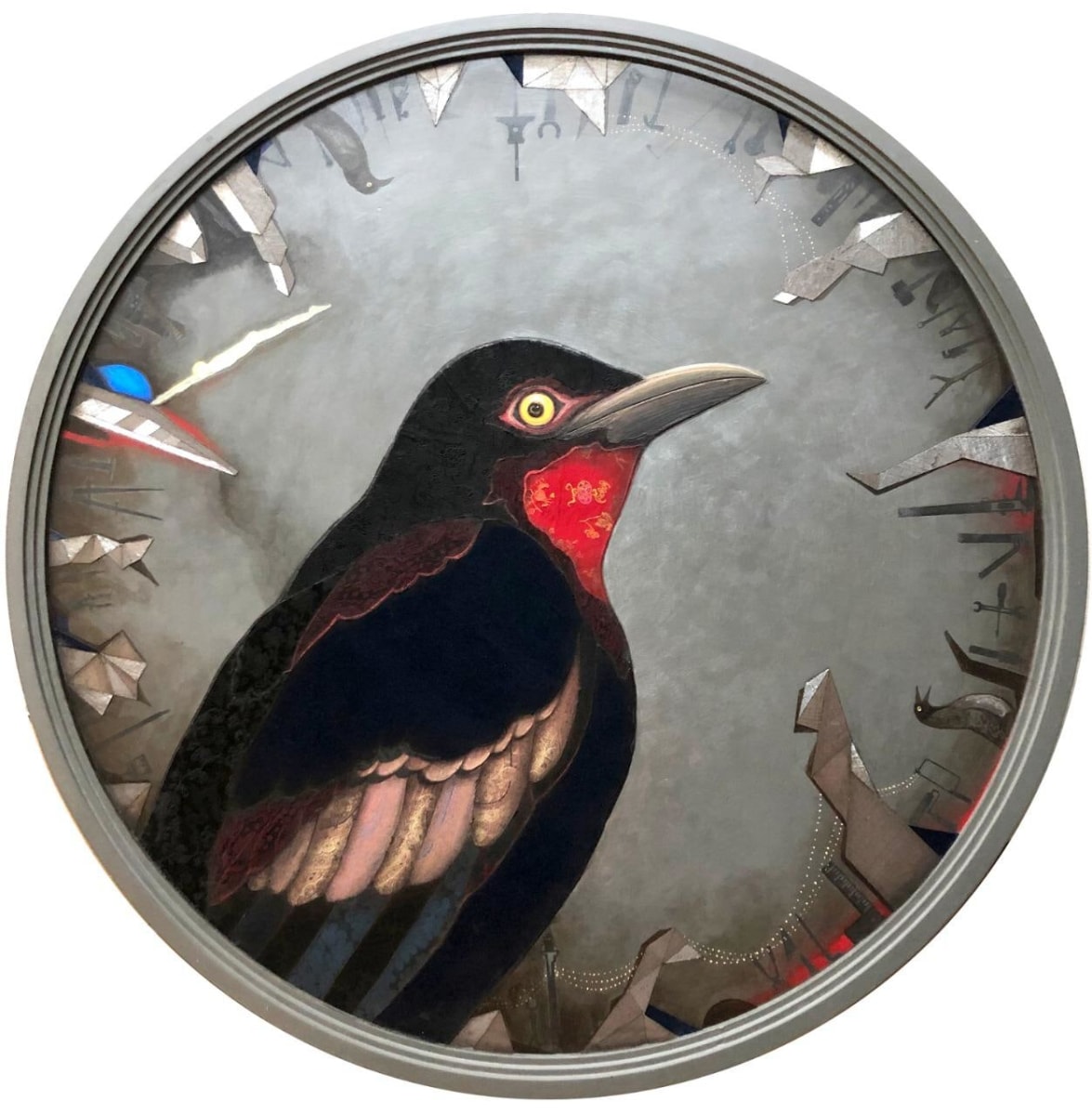 Jagannath Panda (b.1970)  Earth&rsquo;s Whisper - v, 2019  Acrylic, Fabric, glue, auto paint, plywood  40h x 40w in