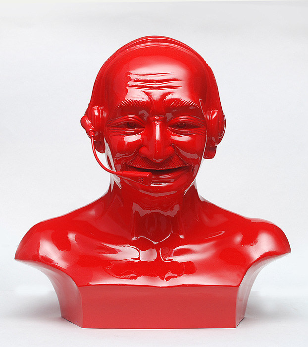 Debanjan Roy India Shining 11 (Gandhi bust with headphones), 2009 Fiberglass and automotive paint 13h x 13w x 8d in