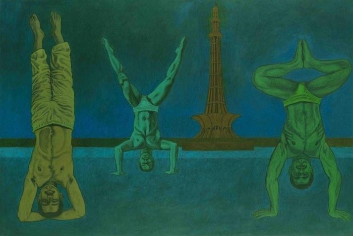 Anwar Saeed The Riddle of Life IsBest Solved Upside Down 2009 Acrylics and charcoal on paper 40 x 59 NFS