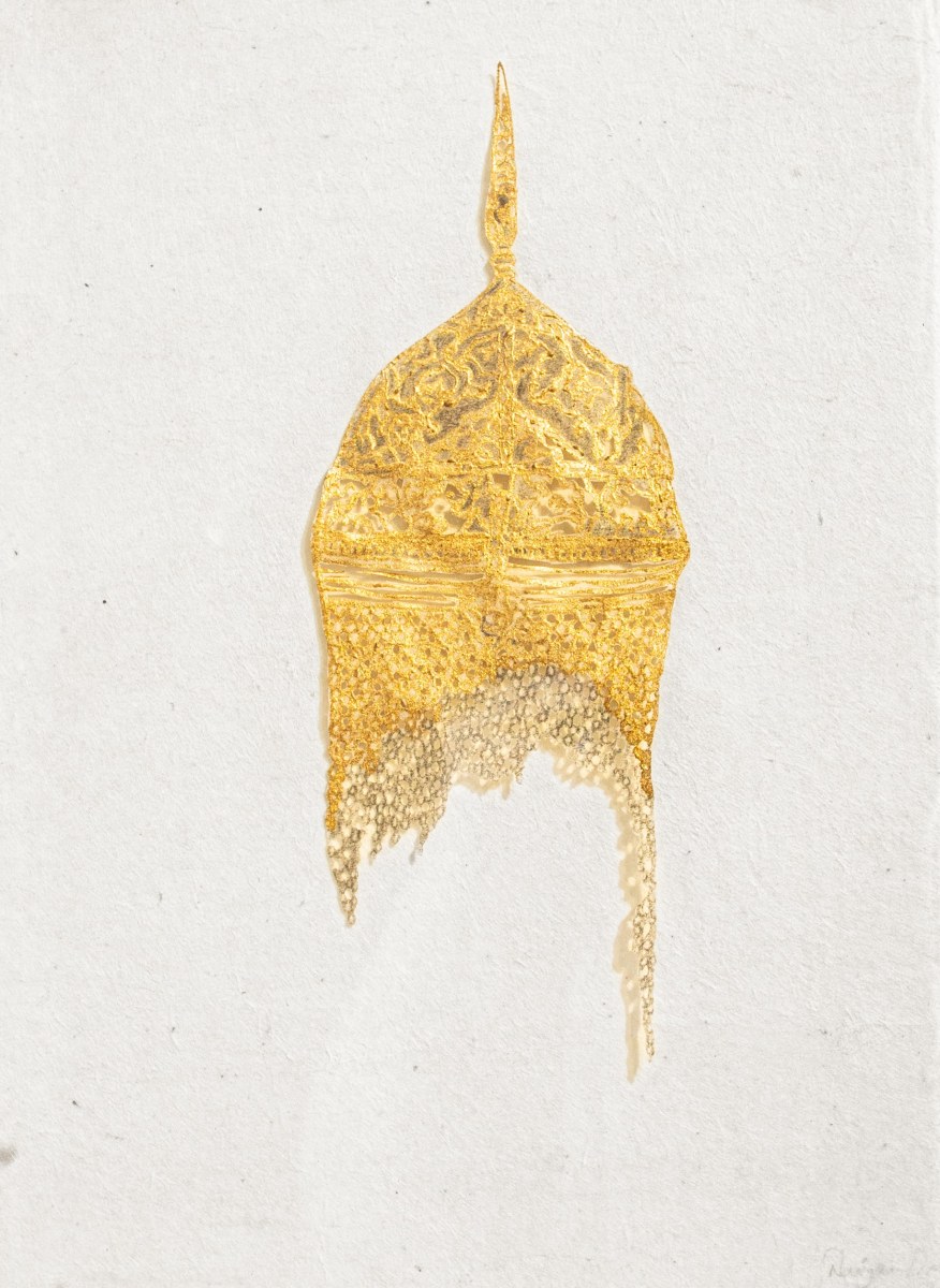 Najmun Nahar Keya Erosion 2 2025 Gold leaf on paper 17h x 12.50 in
