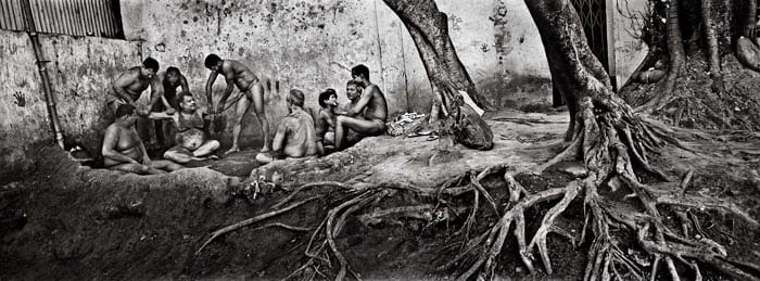 Raghu Rai WRESTLERS UNDER HAWRAH BRIDGE, KOLKATA 2004 Digital scan of photographic negative on archival paper 20 x 54 in.