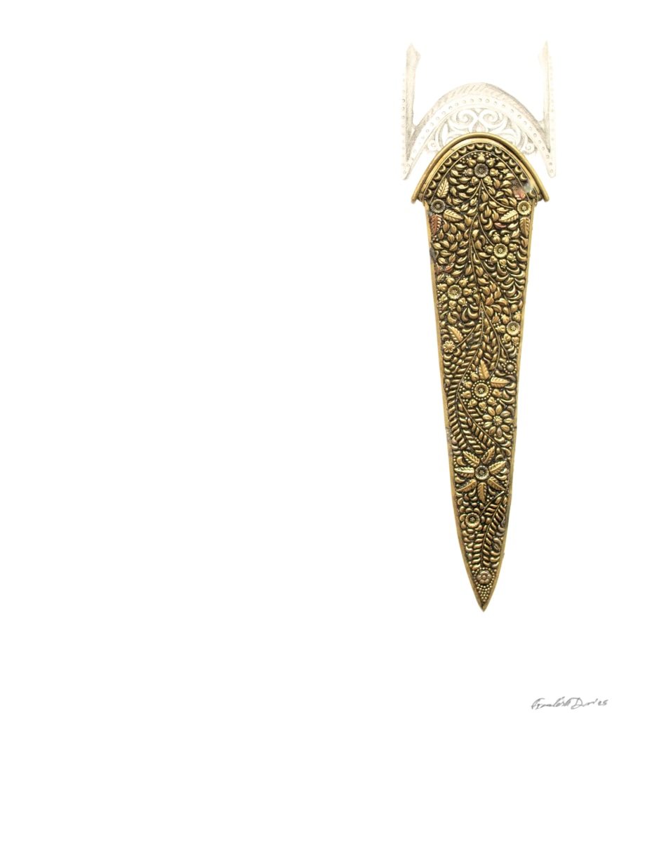 Promotesh Das Pulak, Beautiful Way to Die 17, 2025, Brass, copper, graphite on paper, 21 x 15 in