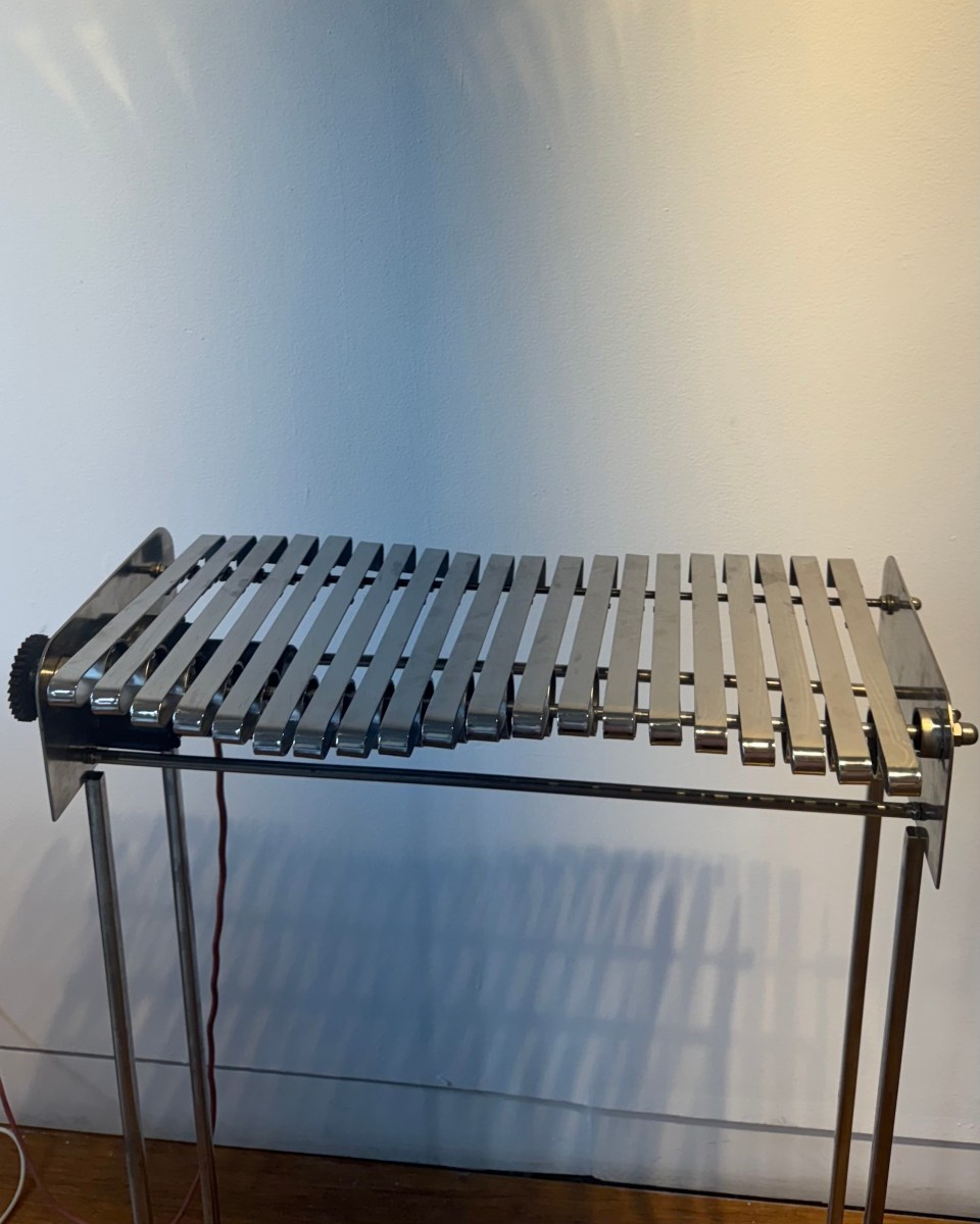 Promotesh Das Pulak, Ripple, 2025, Steel, electronic motor, motion sensor, 36 x 20 x 12 in