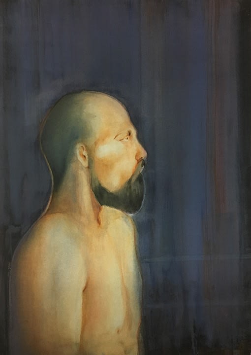Sujith S.N., Last Bout, 2018, Watercolor on paper, 28 x 20 in