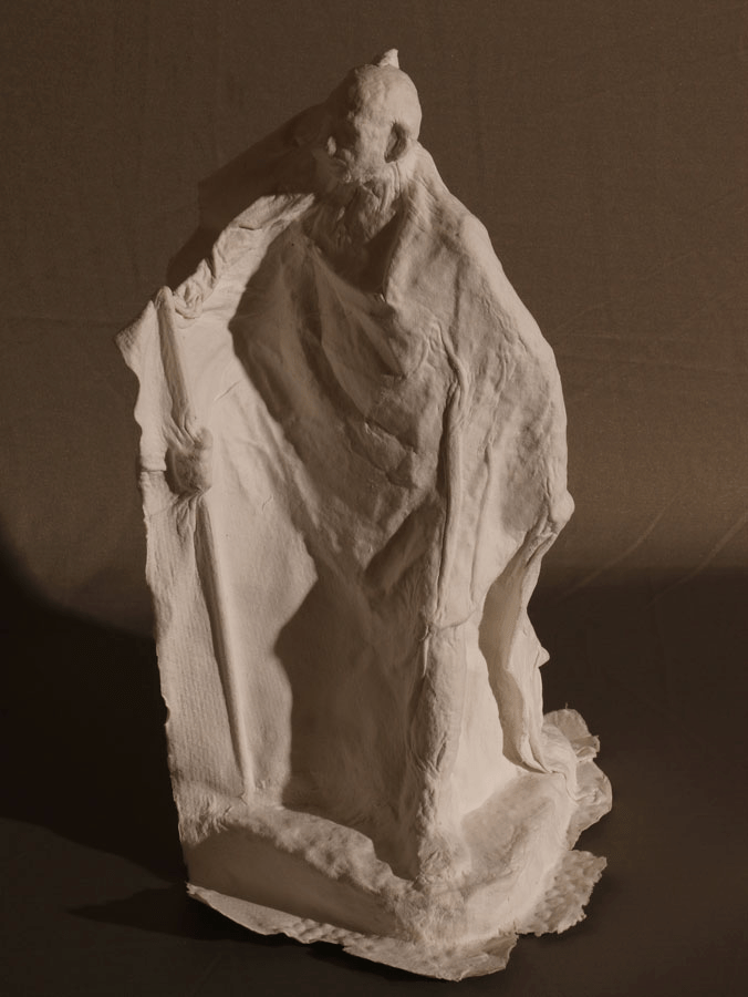 Ravikumar Kashi Shroud of Bapu - 8, 2022 Cast cotton rag pulp 14h x 10w x 7.5d in