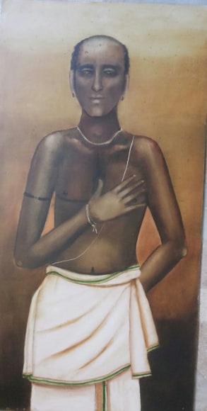 Anjolie Ela Menon Namboodri Man 2016 Oil on board 48 x 24 in.