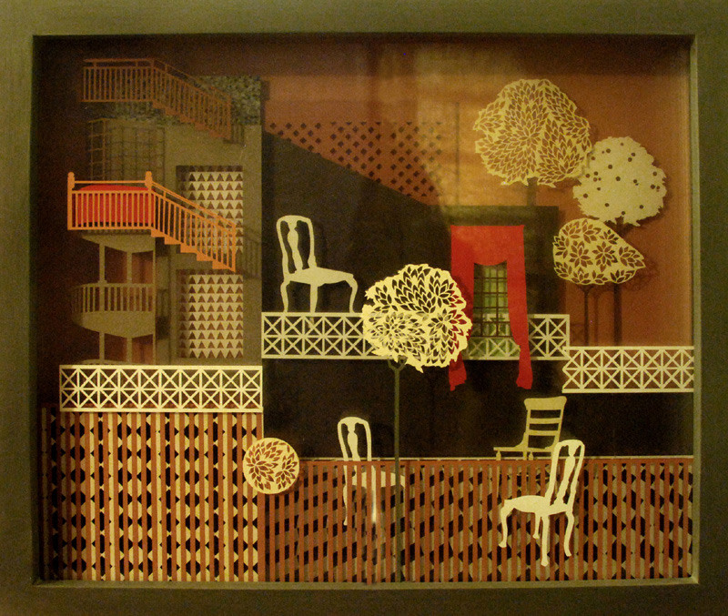 Seher Naveed ...And Those Houses, They Will Never Live Again 1, 2012 Paper-cuts on multiple pieces of glass 16.13 x 18.75 x 4.13 in