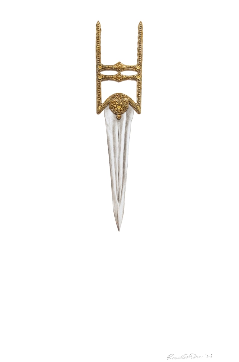 Promotesh Das Pulak, Beautiful Way to Die 21, 2025, Brass, copper, graphite on paper, 27.50 x 19.75 in